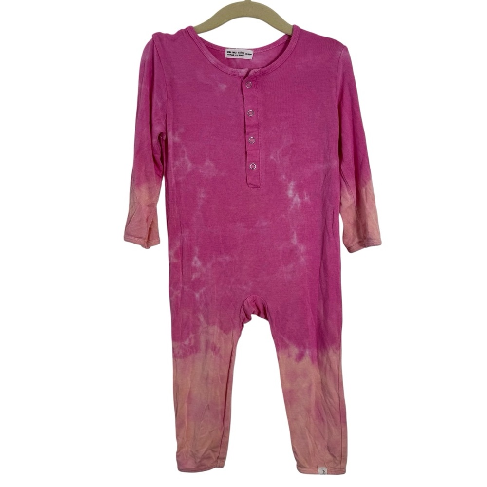Little Moon Society Tie Dye Pink and Tan Footies One Piece size 12-18 month NWOT
